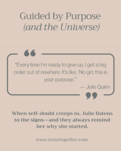 Julie Quinn founder story graphic