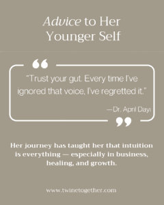Dr. April Day founder story graphic