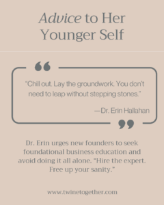 Dr. Erin Hallahan founder story graphic